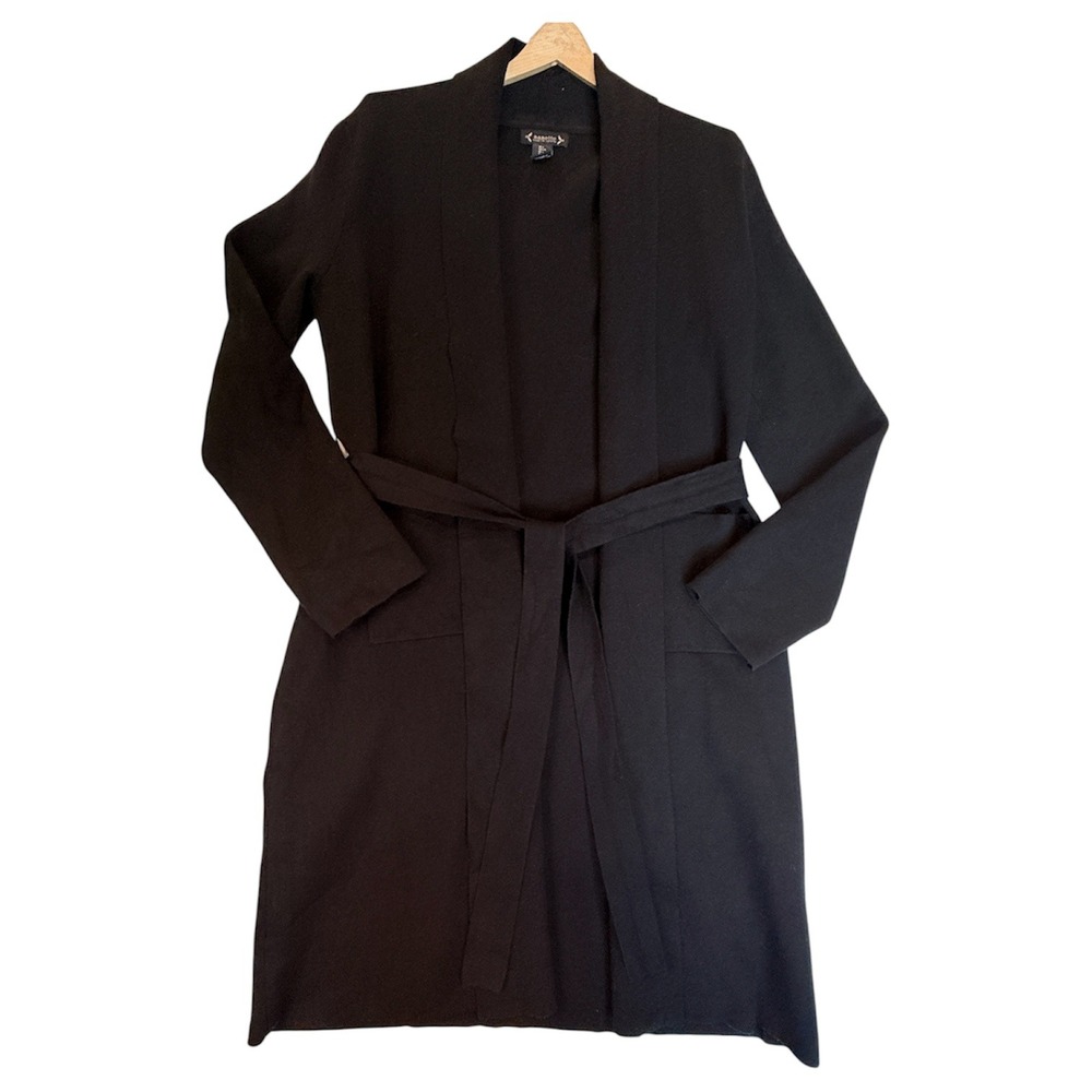 Nanette Nanette Lepore Cardigan Sweater Women Large Black Belted Long Sleeve